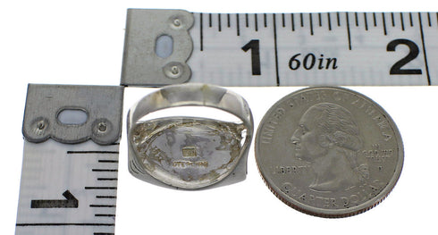 Southwestern Turquoise Genuine Sterling Silver Ring Size 5-1/4 QX83783